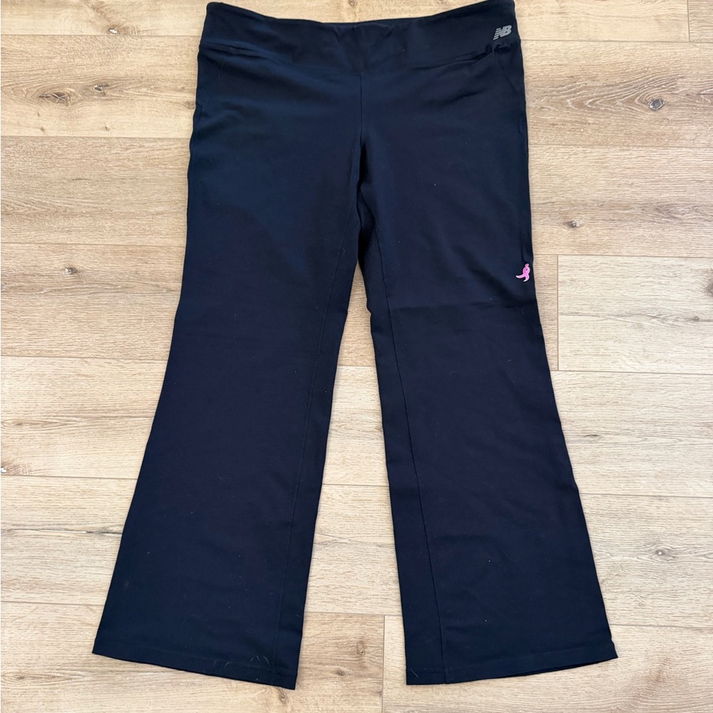 New Balance Black Women's Flared Leggings with Pink Logo Accent